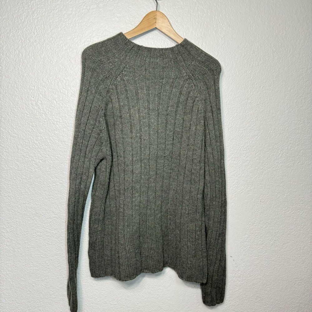 Vintage Land's End Wool Sweater Green Wool Ribbed Chunky Knit 90s Preppy Men L - Picture 3 of 8